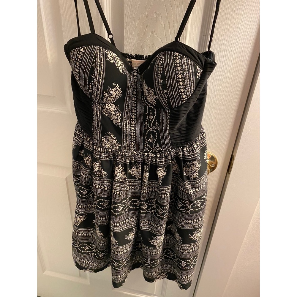 elegant black and white spaghetti strap dress